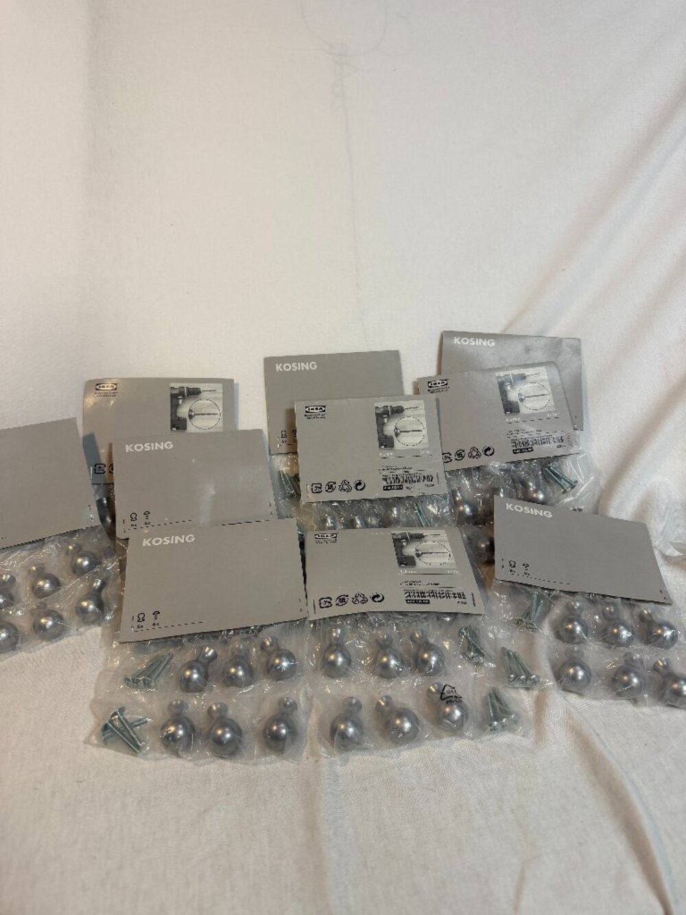 IKEA Kosing Silver Satin Cabinet Knobs 11 Piece Bulk Lot New Old Stock Disc